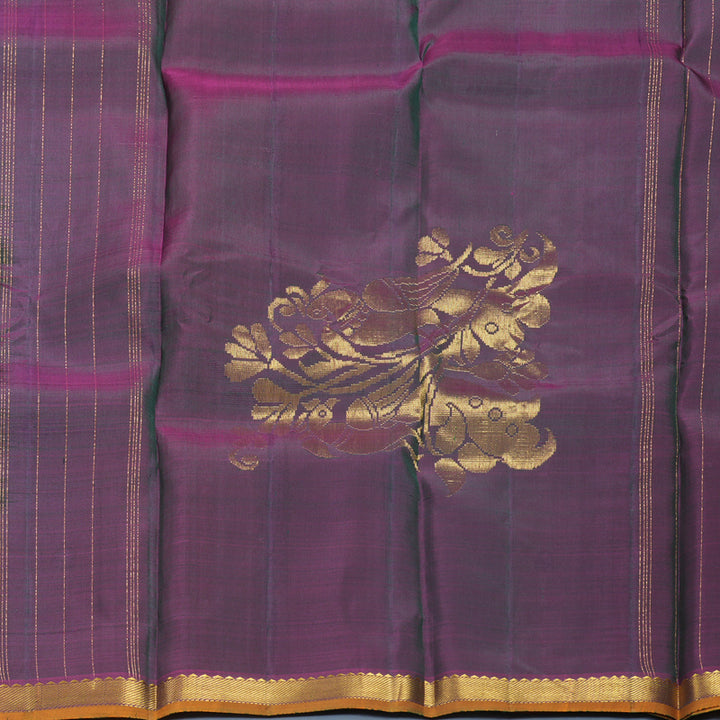 Hayagrivas Handloom Bottle Green Kanjivaram Silk Saree with Purple Border SSKBF60E3-4