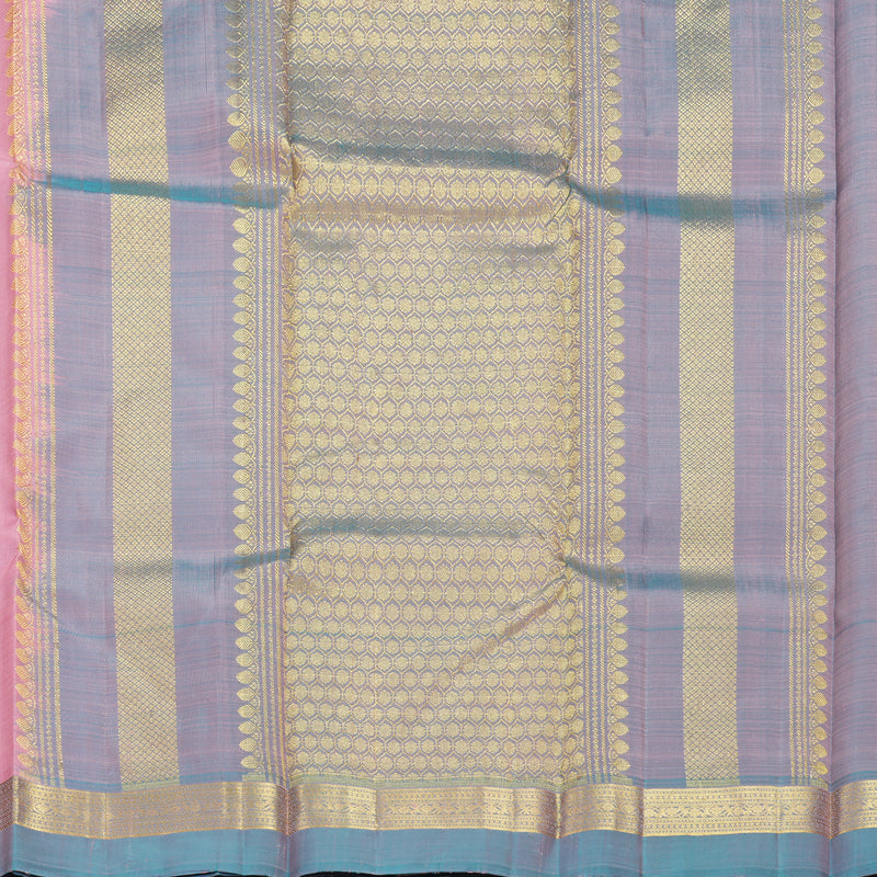 Hayagrivas Handloom Baby Pink Kanjivaram Silk Saree with Teal Green Border SSKBF60E4-2