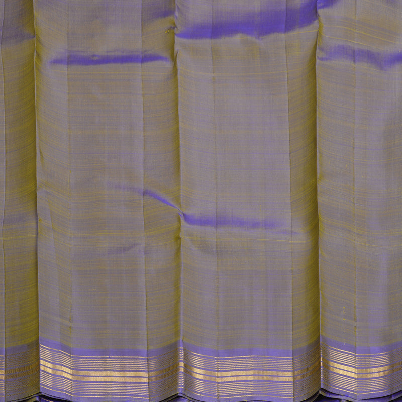 Hayagrivas Handloom Lime Green Kanjivaram Silk Saree with Light Purple Border SSKBF60E4-9