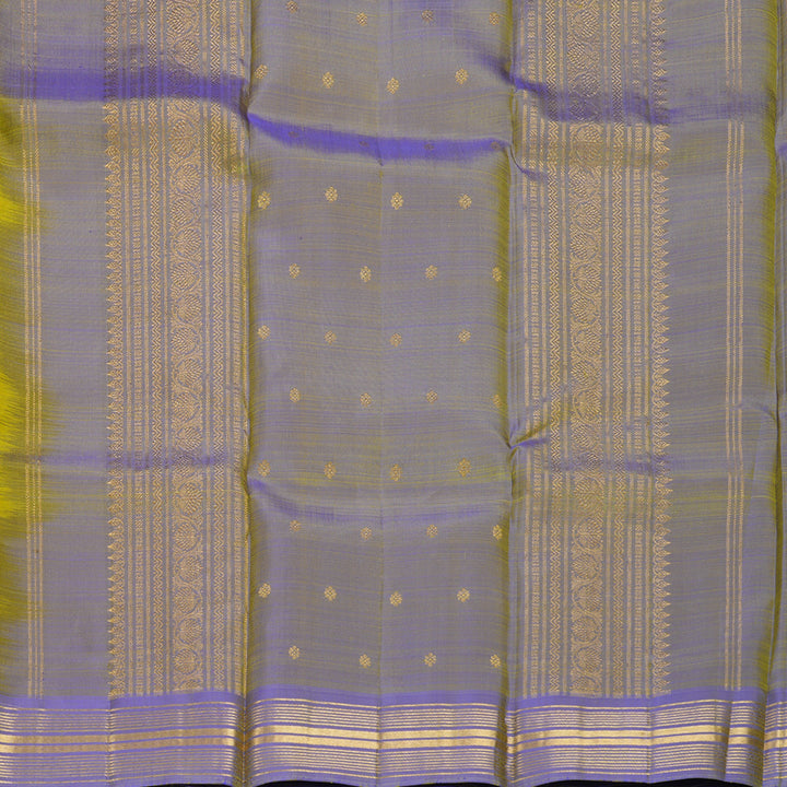 Hayagrivas Handloom Lime Green Kanjivaram Silk Saree with Light Purple Border SSKBF60E4-9