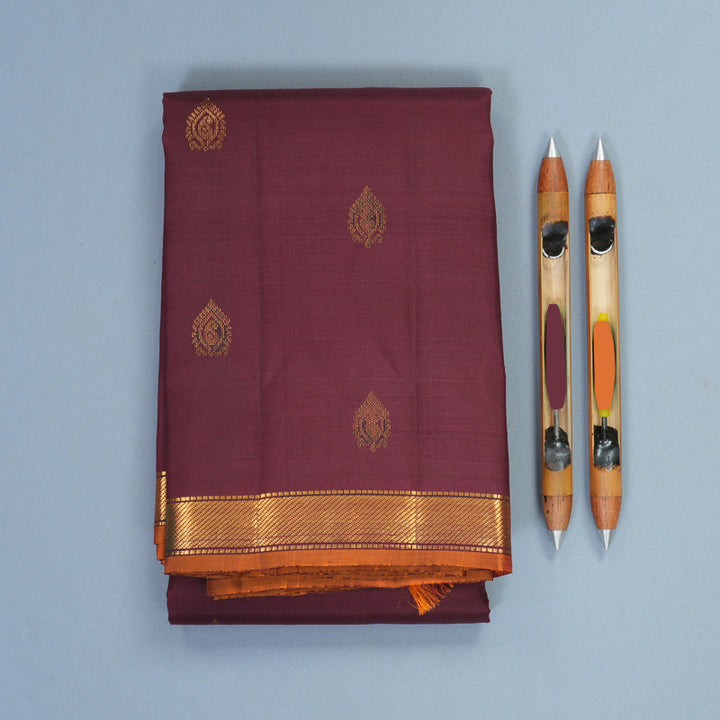 Hayagrivas Handloom Pinkish-Maroon Kanjivaram Silk Saree SSKBF60E5-1