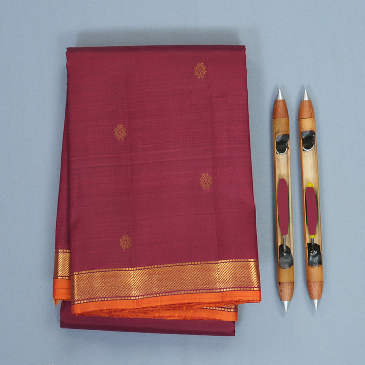 Hayagrivas Handloom Pinkish-Maroon Kanjivaram Silk Saree SSKBF60E5-3