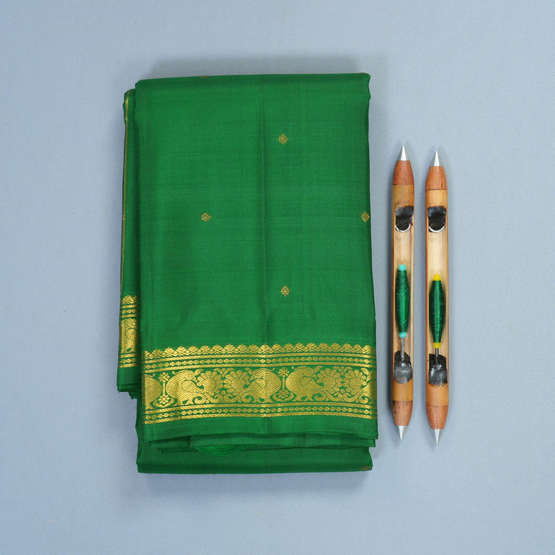 Hayagrivas Handloom Green Kanjivaram Silk Saree SSKBF60E8-7