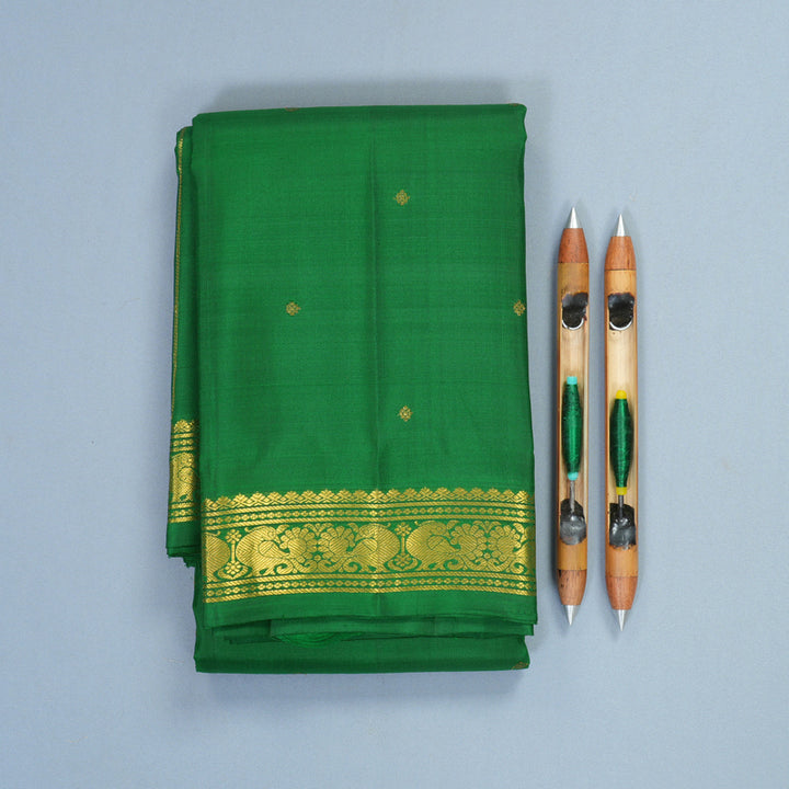 Hayagrivas Handloom Green Kanjivaram Silk Saree SSKBF60E8-7