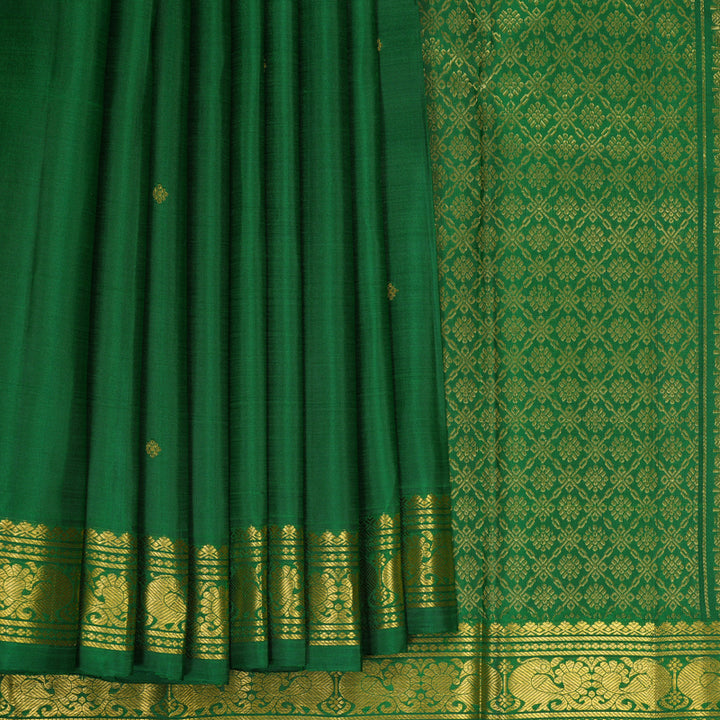 Hayagrivas Handloom Green Kanjivaram Silk Saree SSKBF60E8-7