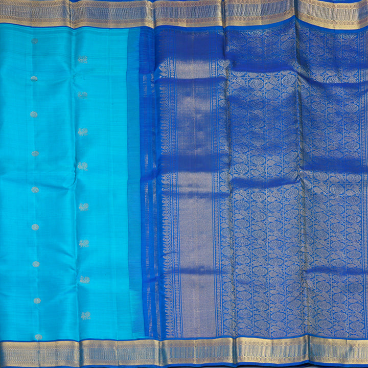 Hayagrivas Handloom Sky Blue Kanjivaram Silk Saree with Royal Blue Border SSKBF60E9-2