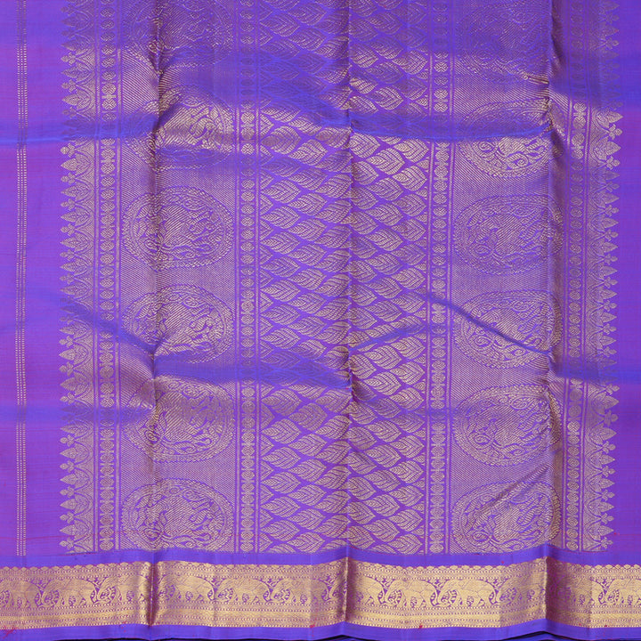 Hayagrivas Handloom Rani Pink Kanjivaram Silk Saree with Purple Border SSKBF60E9-4