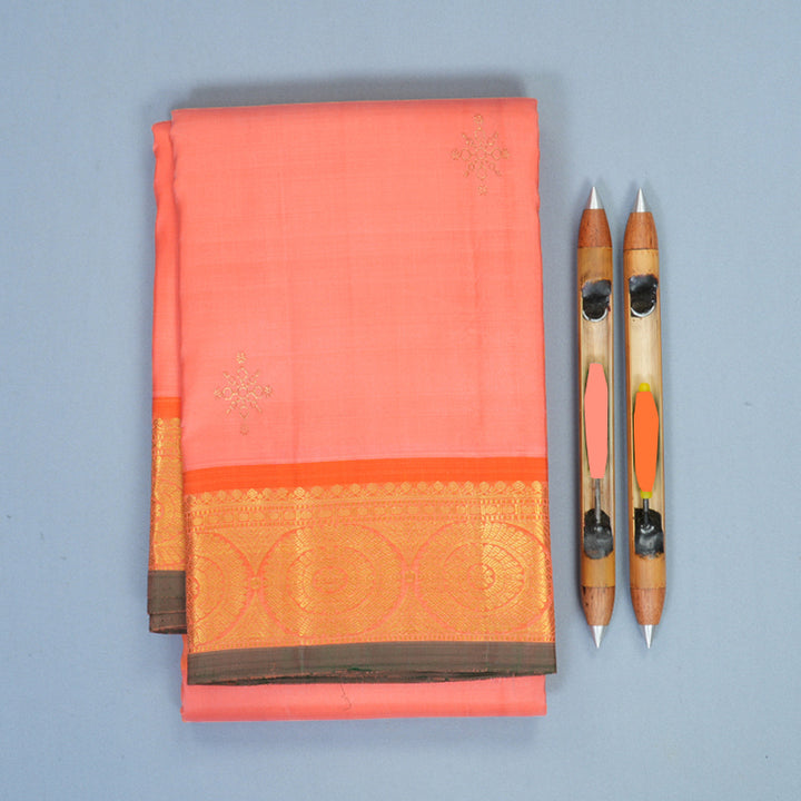 Hayagrivas Handloom Carrot Orange Kanjivaram Silk Saree with Orange Border SSCBF60E9-5