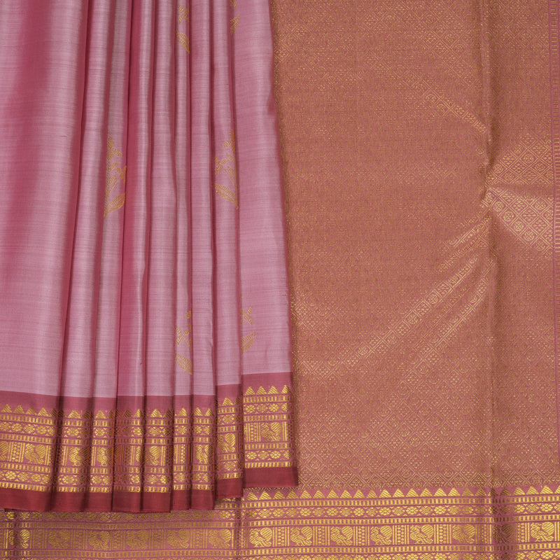 Hayagrivas Handloom Lotus Pink Kanjivaram Silk Saree with Guava Pink Border SSKBF60E9-8