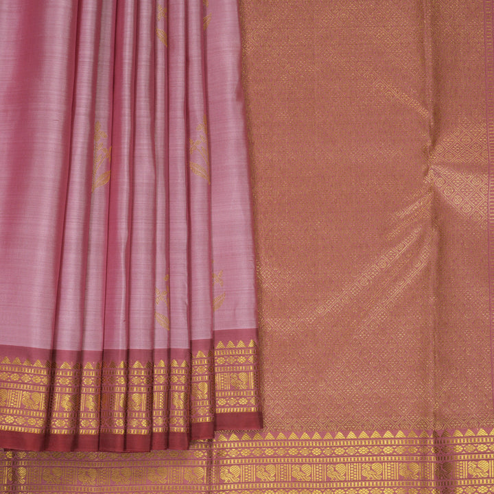 Hayagrivas Handloom Lotus Pink Kanjivaram Silk Saree with Guava Pink Border SSKBF60E9-8