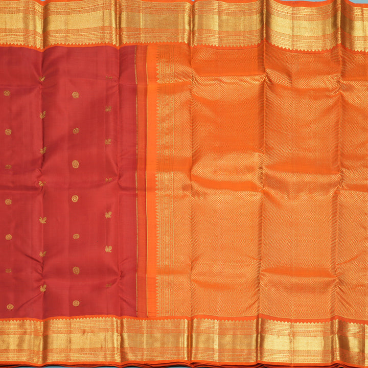 Hayagrivas Handloom Red Kanjivaram Silk Saree with Orange Border SSKBF61E1-13