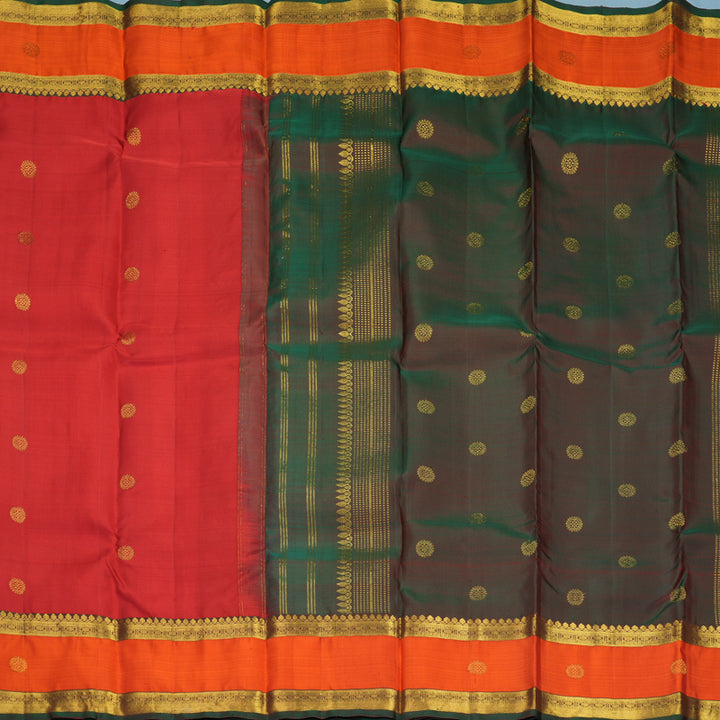 Hayagrivas Handloom Red Kanjivaram Silk Saree with Orange Border SSKBF61E1-14