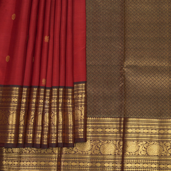 Hayagrivas Handloom Red Kanjivaram Silk Saree with Manthalir Border SSKBF61E1-19