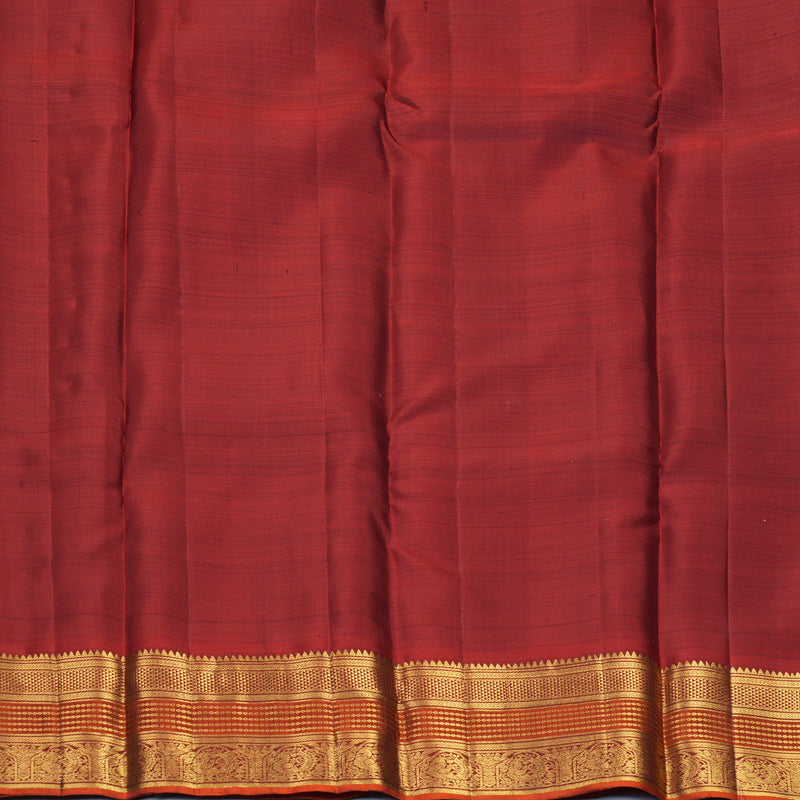 Hayagrivas Handloom Karum Pachai Kanjivaram Silk Saree with Rust Orange Border SSKBF61E1-3