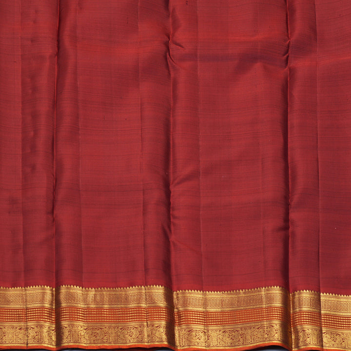 Hayagrivas Handloom Karum Pachai Kanjivaram Silk Saree with Rust Orange Border SSKBF61E1-3