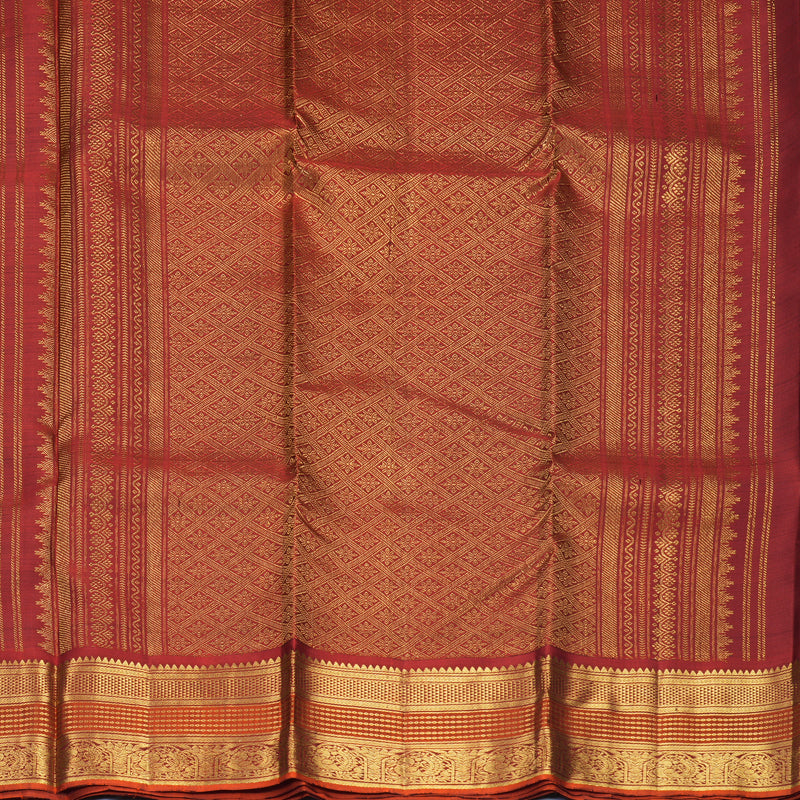 Hayagrivas Handloom Karum Pachai Kanjivaram Silk Saree with Rust Orange Border SSKBF61E1-3