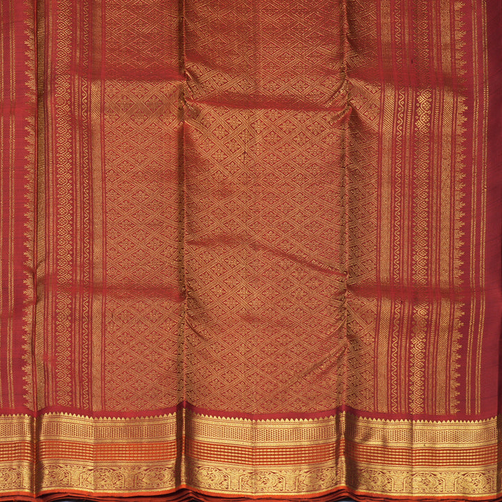 Hayagrivas Handloom Karum Pachai Kanjivaram Silk Saree with Rust Orange Border SSKBF61E1-3