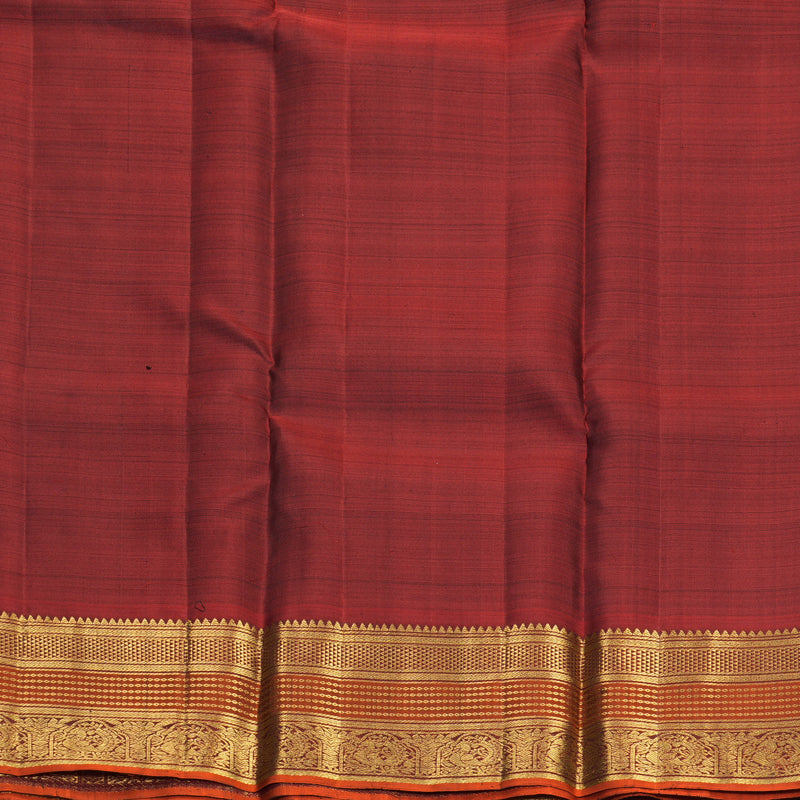 Hayagrivas Handloom Black Kanjivaram Silk Saree with Rust Orange Border SSKBF61E1-7