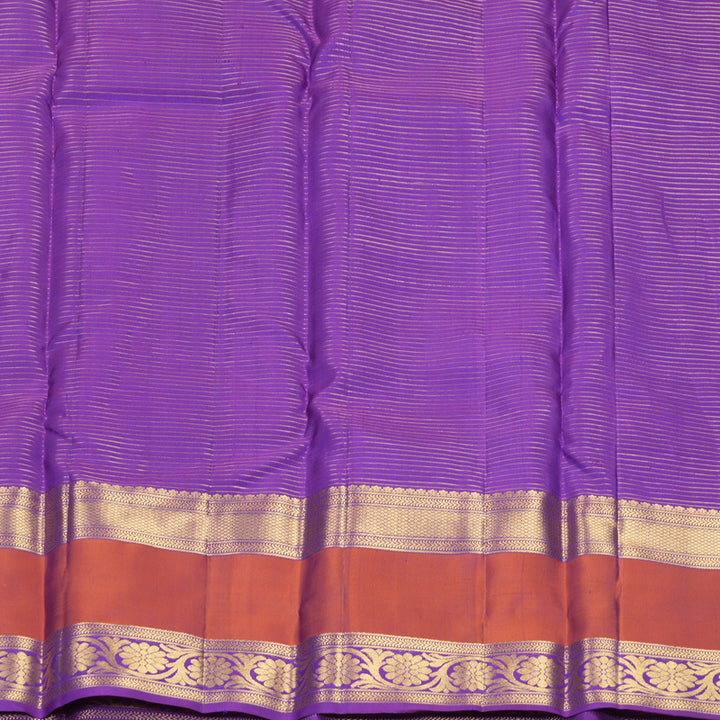 Hayagrivas Handloom Purplish-Blue Kanjivaram Silk Saree with Rust Orange Border SSKBF61E10-1