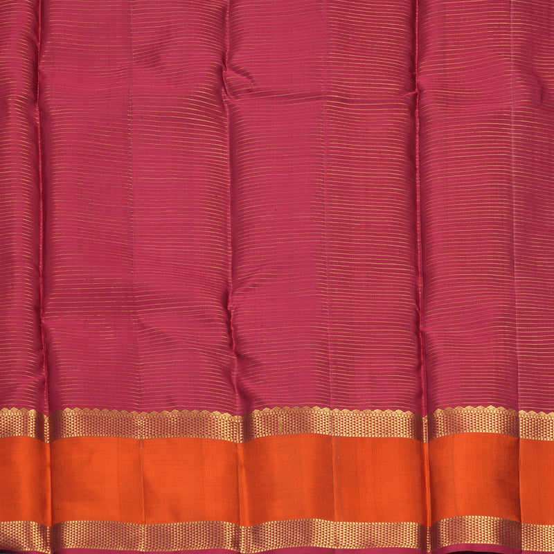 Hayagrivas Handloom Dark Maroon Kanjivaram Silk Saree with Rust Orange Border SSKBF61E10-2
