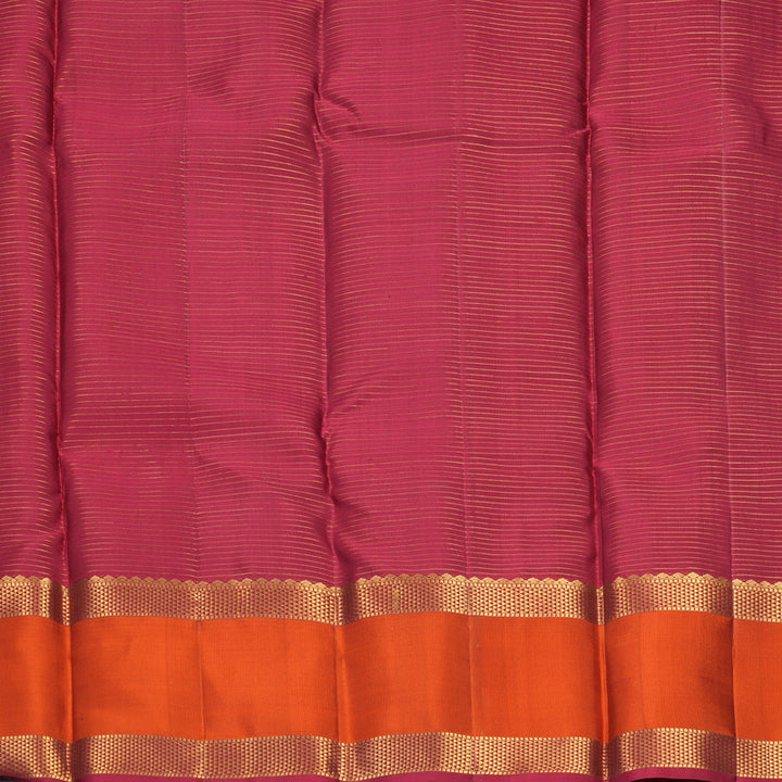 Hayagrivas Handloom Dark Maroon Kanjivaram Silk Saree with Rust Orange Border SSKBF61E10-2