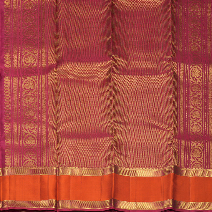 Hayagrivas Handloom Dark Maroon Kanjivaram Silk Saree with Rust Orange Border SSKBF61E10-2