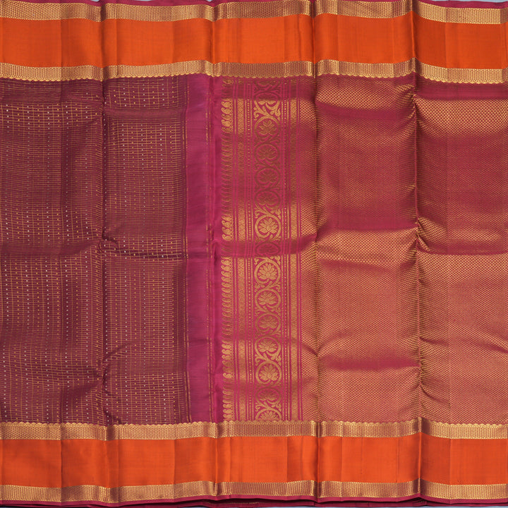 Hayagrivas Handloom Dark Maroon Kanjivaram Silk Saree with Rust Orange Border SSKBF61E10-2