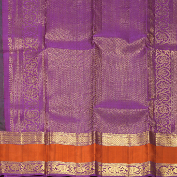 Hayagrivas Handloom Dark Green Kanjivaram Silk Saree with Rust Orange Border SSKBF61E10-4
