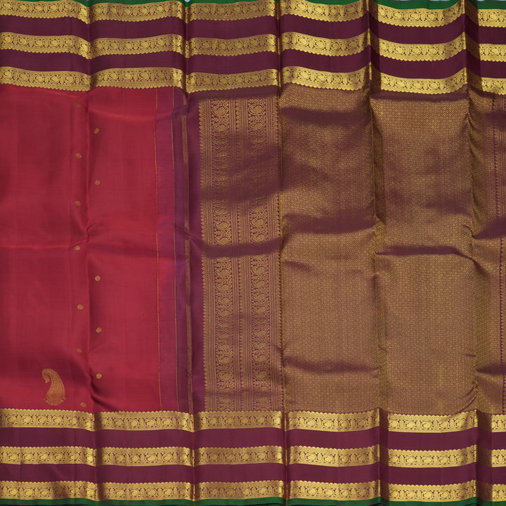 Hayagrivas Handloom Maroon Kanjivaram Silk Saree with Burgundy Border SSKBF61E2-12