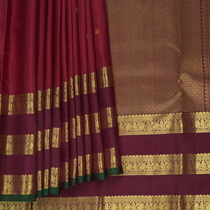 Hayagrivas Handloom Maroon Kanjivaram Silk Saree with Burgundy Border SSKBF61E2-12