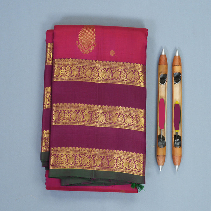 Hayagrivas Handloom Rusty Pink Kanjivaram Silk Saree with Vadamalli Border SSKBF61E2-16