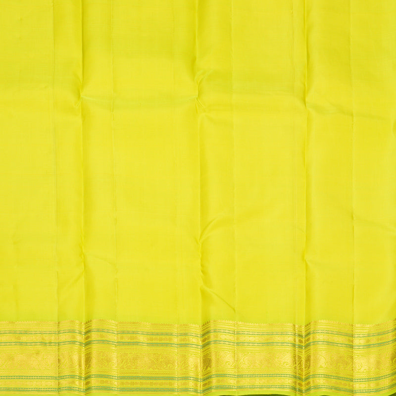 Hayagrivas Handloom Lemon Yellow Kanjivaram Silk Saree with Fluorescent Green Border SSCKBF61E2-22