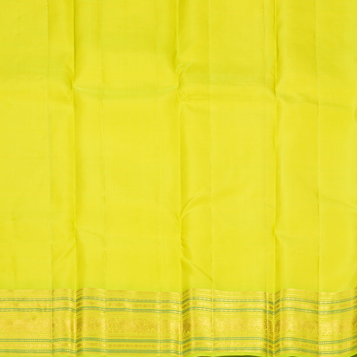 Hayagrivas Handloom Lemon Yellow Kanjivaram Silk Saree with Fluorescent Green Border SSCKBF61E2-22
