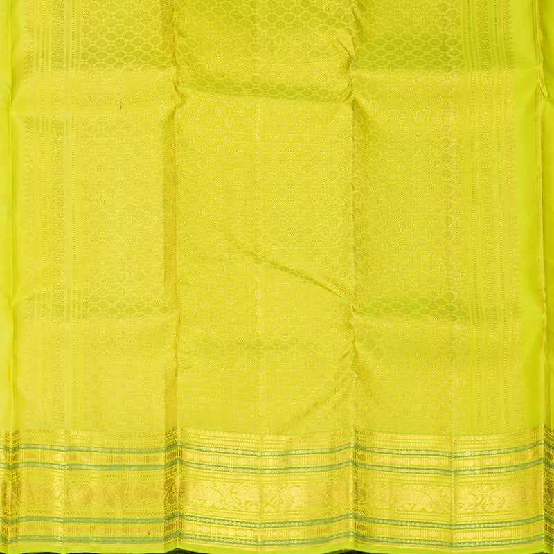 Hayagrivas Handloom Lemon Yellow Kanjivaram Silk Saree with Fluorescent Green Border SSCKBF61E2-22