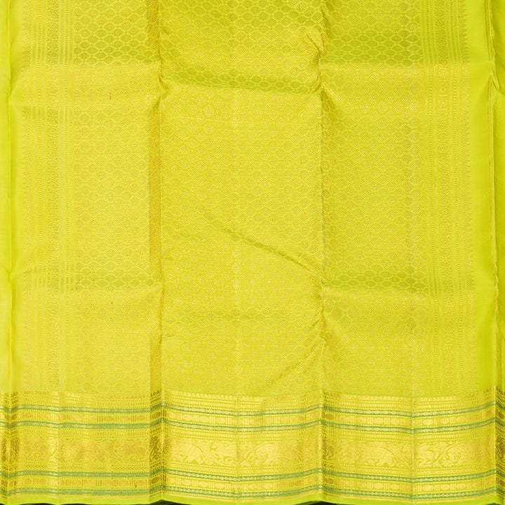 Hayagrivas Handloom Lemon Yellow Kanjivaram Silk Saree with Fluorescent Green Border SSCKBF61E2-22