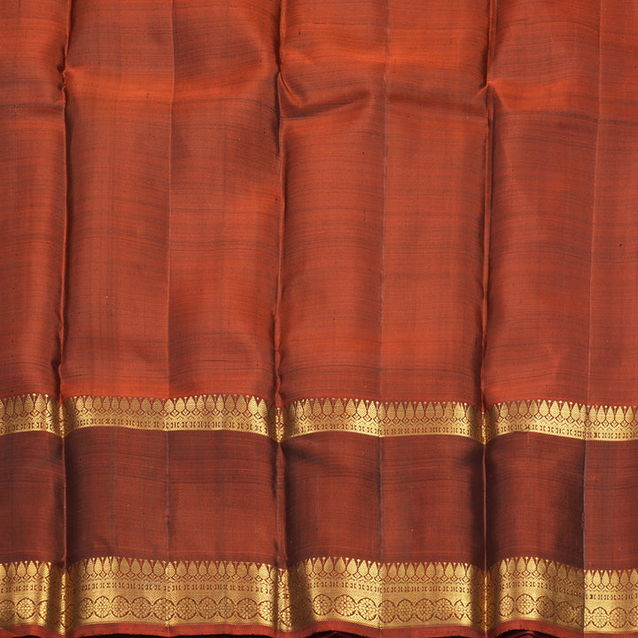 Hayagrivas Handloom Black Kanjivaram Silk Saree with Rust Orange Border SSKBF61E2-23