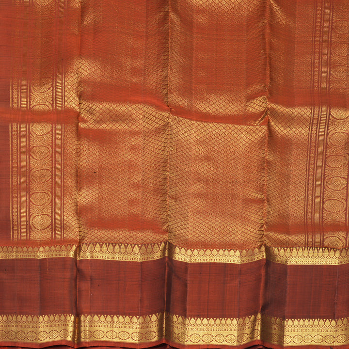 Hayagrivas Handloom Black Kanjivaram Silk Saree with Rust Orange Border SSKBF61E2-23