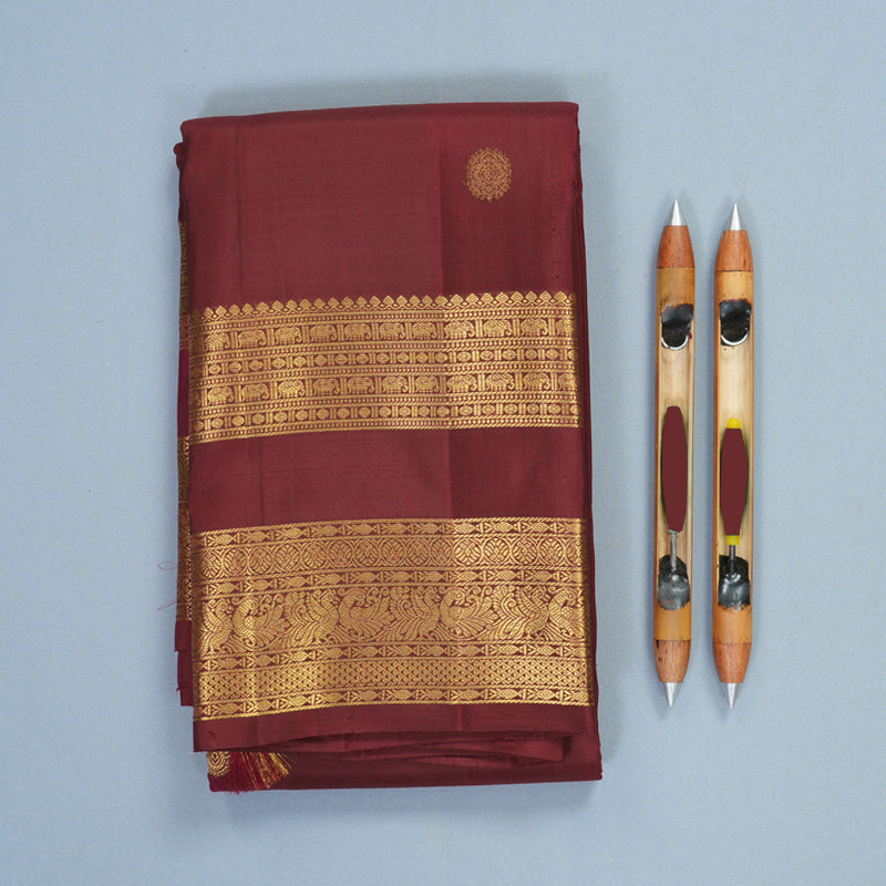 Hayagrivas Handloom Maroon Kanjivaram Silk Saree SSKBF61E2-25