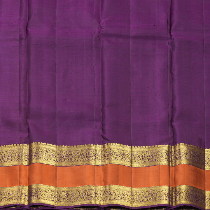 Hayagrivas Handloom Deep Nagapazham Kanjivaram Silk Saree with Rust Orange Border SSKBF61E2-3