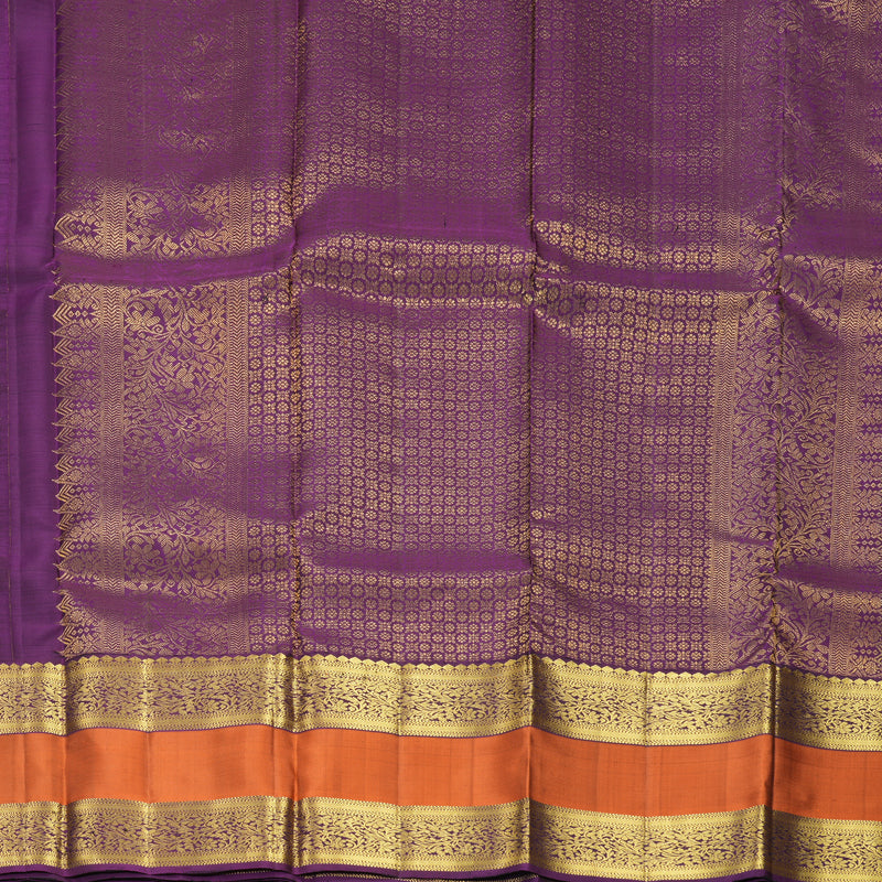 Hayagrivas Handloom Deep Nagapazham Kanjivaram Silk Saree with Rust Orange Border SSKBF61E2-3