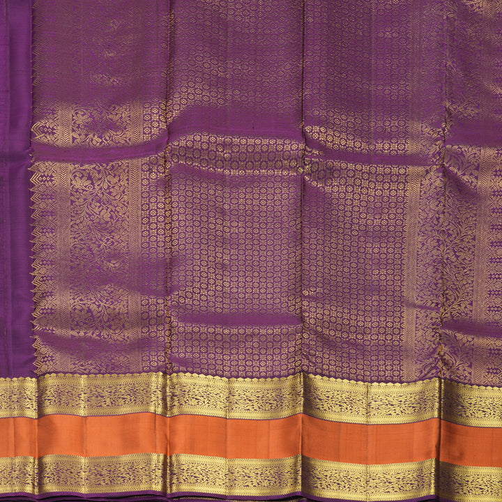 Hayagrivas Handloom Deep Nagapazham Kanjivaram Silk Saree with Rust Orange Border SSKBF61E2-3