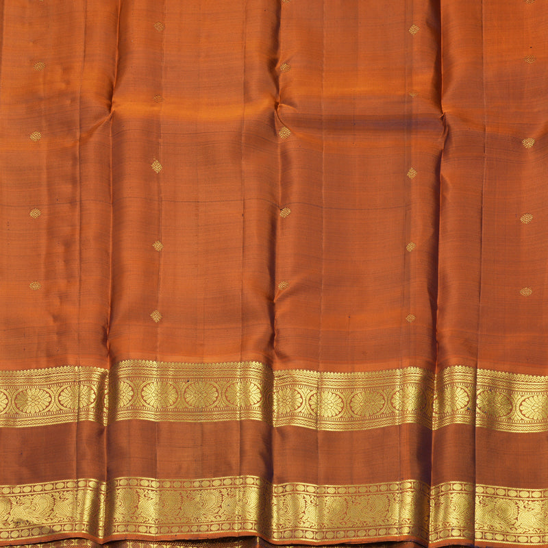 Hayagrivas Handloom Nagapazham Kanjivaram Silk Saree with Rust Orange Border SSKBF61E2-4