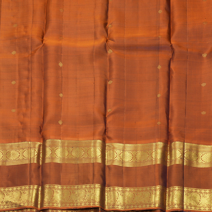 Hayagrivas Handloom Nagapazham Kanjivaram Silk Saree with Rust Orange Border SSKBF61E2-4