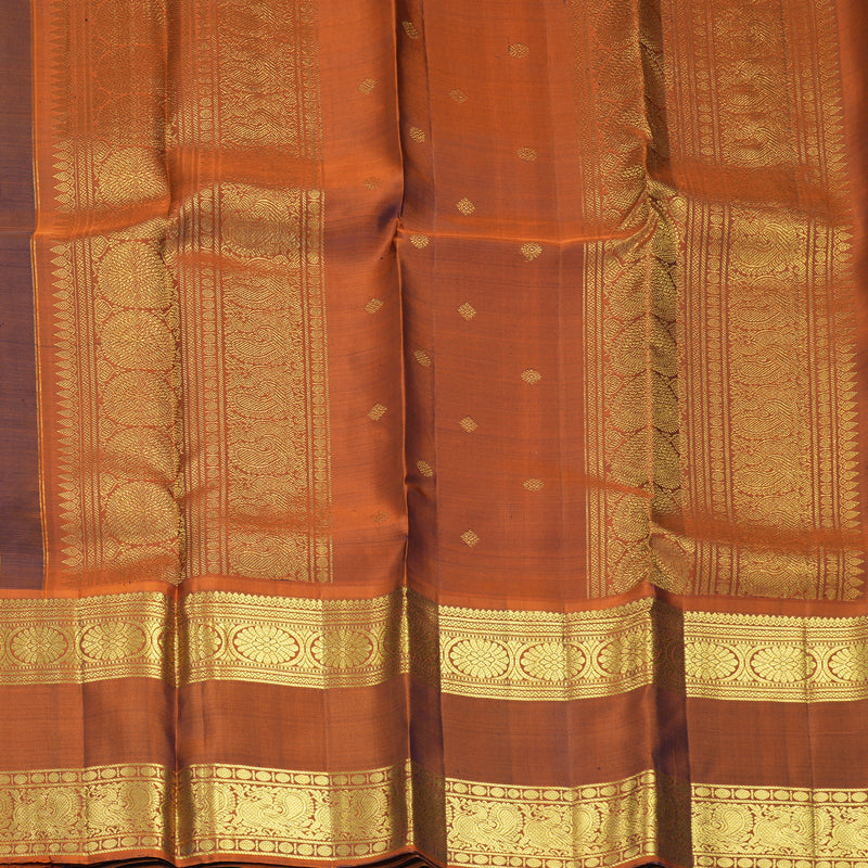 Hayagrivas Handloom Nagapazham Kanjivaram Silk Saree with Rust Orange Border SSKBF61E2-4