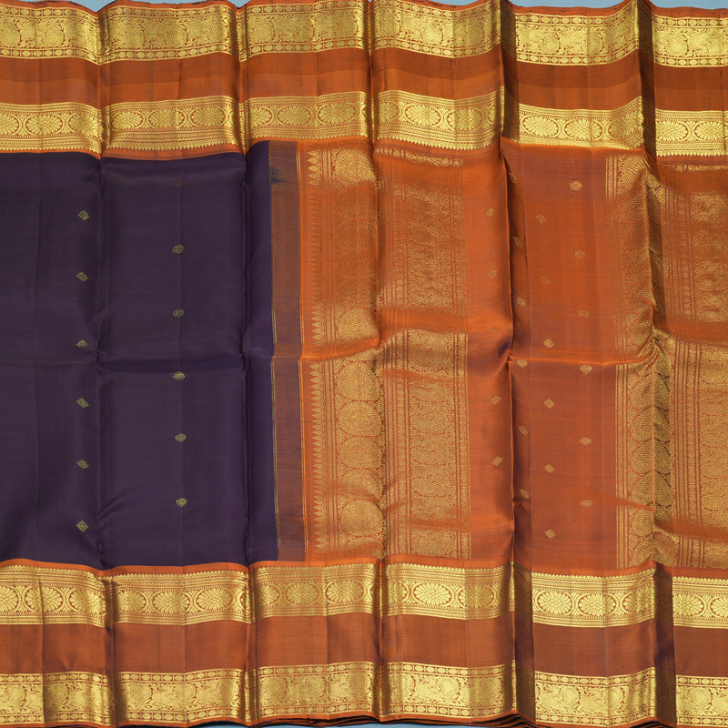 Hayagrivas Handloom Nagapazham Kanjivaram Silk Saree with Rust Orange Border SSKBF61E2-4