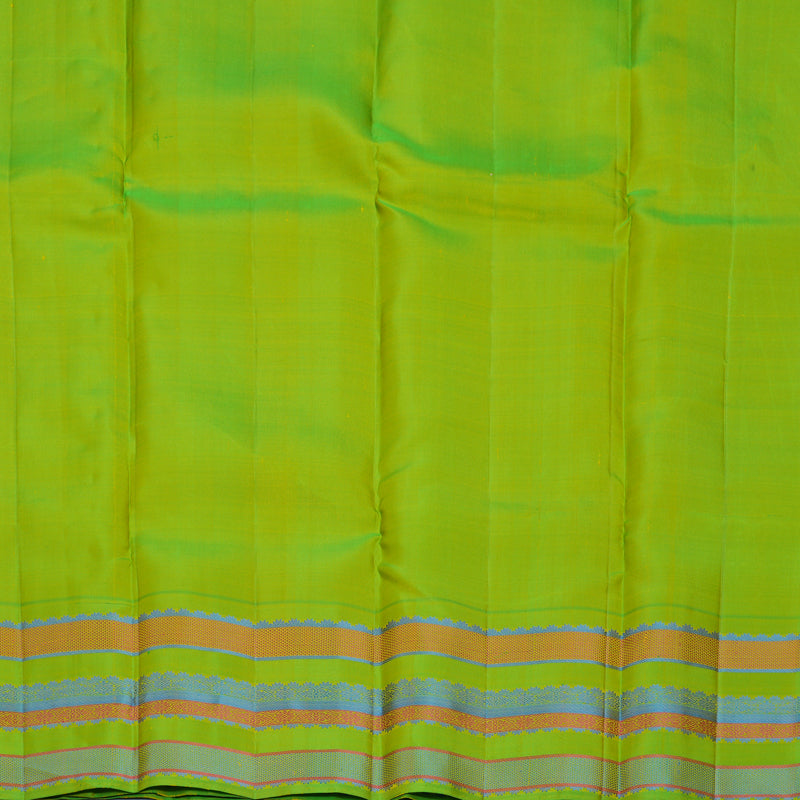 Hayagrivas Handloom Yellow Kanjivaram Silk Saree with Parrot Green Border SSKBF61E2-8