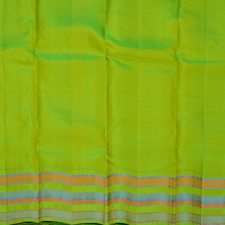 Hayagrivas Handloom Yellow Kanjivaram Silk Saree with Parrot Green Border SSKBF61E2-8