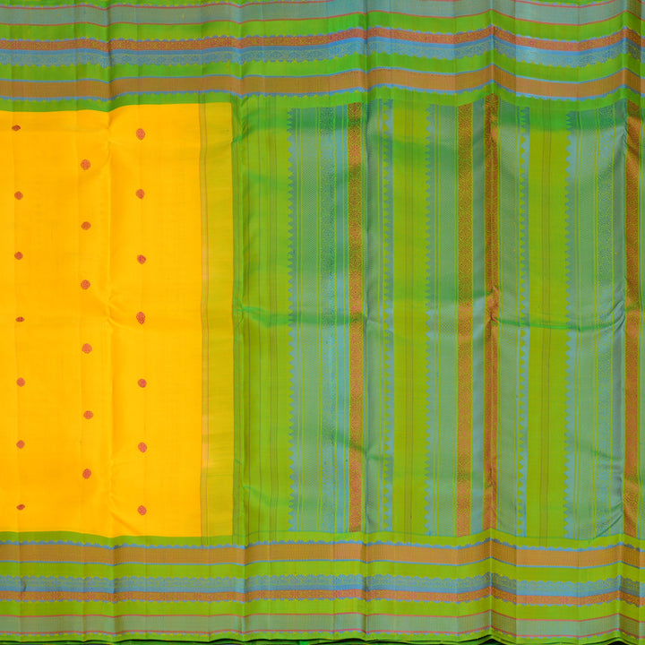 Hayagrivas Handloom Yellow Kanjivaram Silk Saree with Parrot Green Border SSKBF61E2-8