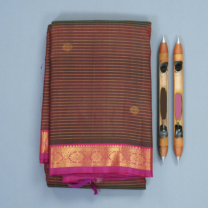 Hayagrivas Handloom Manthalir Kanjivaram Silk Saree with Purple Border SSKBF61E3-2