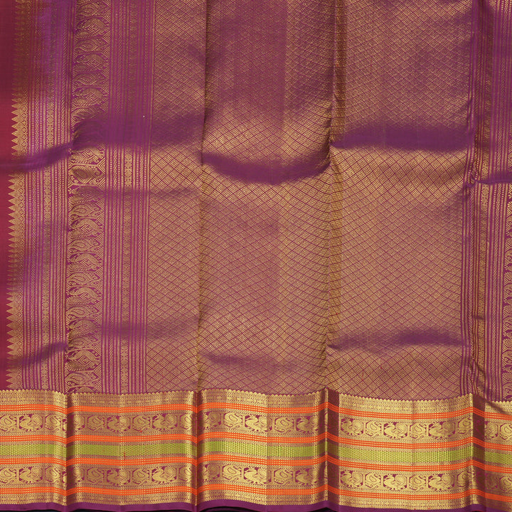 Hayagrivas Handloom Maroon Kanjivaram Silk Saree with Purple Border SSKBF61E4-2